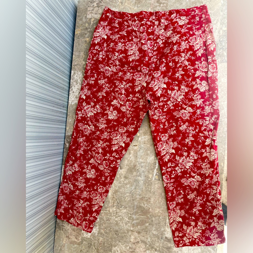 Ralph Lauren ankle Red Floral Pants size 18 W